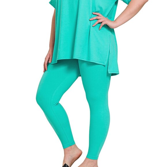 V-Neck Long-Sleeve Loungewear Leggings Set - Picture 2 of 3